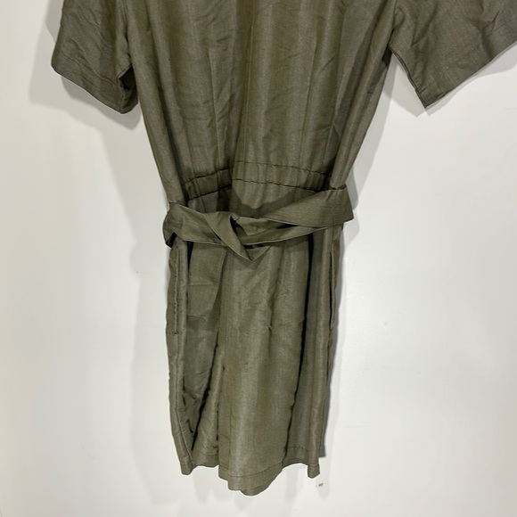 Together Green Notched Collar Shirt Romper with Belt Lace Detail - Picture 7 of 12